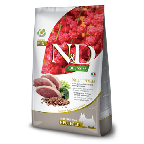 FARMINA N&D DOG GF QUINOA DUCK NEUTERED S suņu barība Pīle, kvinoja 2.5kg